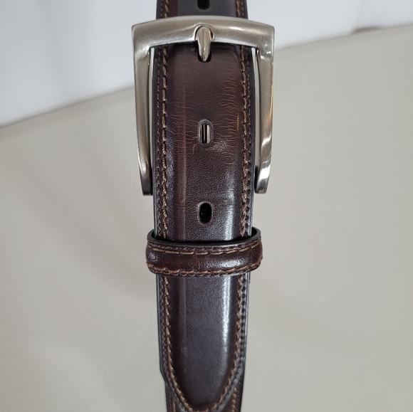 Dockers Men's Genuine Brown Leather Double Stitched Dress Belt - Size 38 - Picture 3 of 11